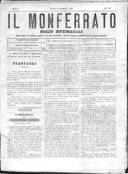 Il Monferrato - Edizione 22 del 08/12/1871